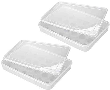 COLLBATH 2piezas Contenedor Huevos Rejillas Bandeja Plástica Huevos Caja De Almacenamiento Para Hogar Cocina Refrigerador