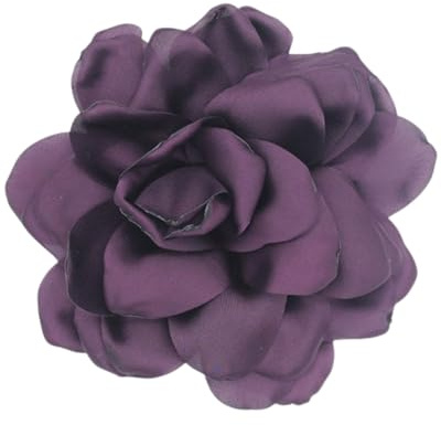 LOZTBUE 1 Stück Rosen-Blumenbrosche, große Musselin-Brosche, Haarspange, klassisch, elegant, handgefertigt, Blumenbrosche, geeignet für Hochzeit, Party, Tanz (Violett)