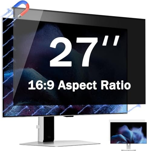 Phimoos [2 Pack] 27 Inch Magnetic Computer Privacy Screen for Monitor 16:9 Aspect Ratio Widescreen Monitor, Eye Protection Anti Glare Blue Light Filter, 27in Removable Black Anti Spy Protector Film