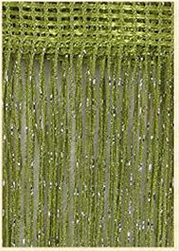 Cortina de Puerta con Cuentas 40 Brillo Franja Cuerda Cortina Brillante Tassel flashe Plata línea Ventana Panel de divisora Mosca Pantalla Colgando(Green)