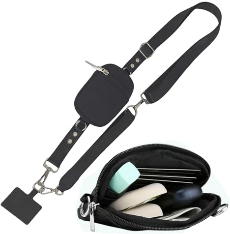 Lanyard téléphonique - sangle à bandoulière | Longe de téléphone avec portefeuille | Porte-cou de ruban | String de cordon de cou | Soupche à glissière à courroie mobile | Chaîne de sécurité réglable