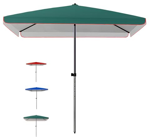 Ombrellone Da Giardino Quadrato 2,0 X 2,0 M, Parasole Da Spiaggia Con Manovella, Per Patio, Balcone, Terrazza, Piscina (Green,2x2.0m)