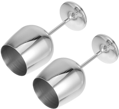 Ciieeo Bicchieri da Vino in Acciaio Inox 500ml 2 Pezzi, Argento | Stelo lungo Elegante, Uso Versatile per Pranzi Formali e Relax a Bordo Piscina, Leggero e Resistente