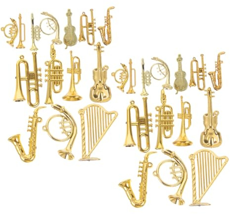 FUTUREORYY 28 Stück Teiliges Musikinstrument Modell mit Trompete Violine Flöte Farbige Langlebige Weihnachtsbaumschmuck Anhänger für DIY Basteln und Christbaumdekoration