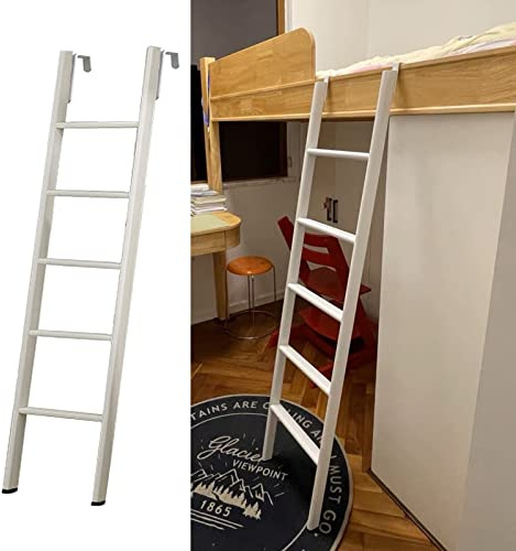 Escalera blanca para litera de pie de 150 cm, escalera para dormitorio, ideal para apartamentos y casas de campo y diseño seguro para un fácil acceso