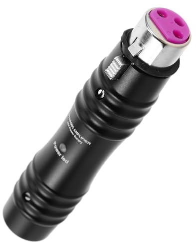 BESTonZON Amplificador de Micrófono Dinámico de 48 V para Micrófono de Mano, Preamplificador Portátil de Sonido Negro, Adecuado para Presentaciones en Escenario, Exteriores y Transmisión