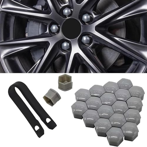 yaohaishao 20 Stück Radmutternkappen für Ford Fiesta ST MK7 2008-2016, Auto-Radmuttern Schutzkappen für Radmuttern Reifenmutterkappen für Autos,Grey-17mm