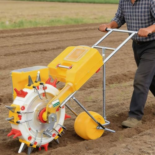 Seminatrice manuale, seminatrice a ruota singola per semina a file, rullo per semina da giardino, spandiconcime con ugelli, seminatrice a spinta per soia, arachidi e mais(8 Nozzles)