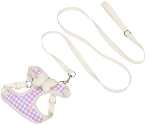 VANZACK Harnais et Laisse pour Petit Chien S Violet avec Nœud, Harnais-Gilet Respirant Ajustable en Maille Douce, Laisse Réglable Sécurisée pour Promenades et Sorties Quotidiennes