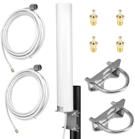 5G 4G LTE Antenne Outdoor 12dBi, MIMO Rundstrahl SMA TS9 inkl. 2x5m Kabel