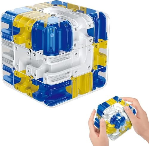 Großes Labyrinth 3D Puzzle Würfel,Puzzles Maze Cube,Kugellabyrinth Zauberwürfel Spielzeug, Logik- und Konzentrationsspielzeug für Kid & Erwachsene, Lernspielzeug Geschenk (Blau, 6.9 * 6.9 * 6.9cm)