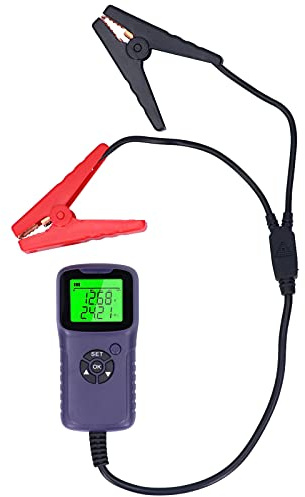 BAFOVY Probador de Batería A300 Probador de Batería de Automóvil Digital ABS para Baterías de 12 V con Pantalla LCD Análisis de Resistencia de Voltaje de 100 a 1700 CCA para Propietarios de (PURPLE)