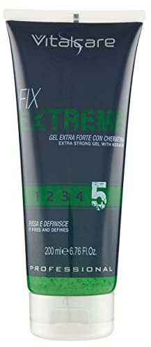Vitalcare | Fix Extreme - Gel Extrafuerte, Gel con Fijación Fuerte, Fija y Define Cabello, Gel Hombre con Queratina, No Deja Residuos, 200 ml