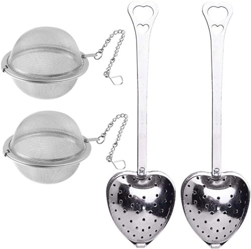 CHEYLIZI 4 Pack Tea Infuser Stainless Steel Mesh Tea Ball for Loose Leaf Tea and Mulling Spices