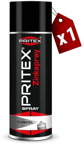 PRITEX – Zinkspray Dunkel 1 x 400 ml als Rostschutz für Metalle – Korrossionsschutz Grundierung – hitzebeständige Rostschutzfarbe bis +500°C – hervorragendes Haftvermögen & hohe Abriebfestigkeit