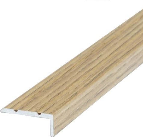 Dalsys Treppenkantenprofil selbstklebend 135cm x 25mm x 10mm aus Aluminium, Bodenprofil für Treppenwinkel Eiche