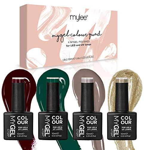 MyGel von MYLEE Festive Favourites Gel-Nagellack Set 4x10ml UV/LED Nail Art Maniküre Pediküre für den Professionellen Einsatz im Wohnzimmer und zu Hause - Langlebig und Einfach Anzuwenden