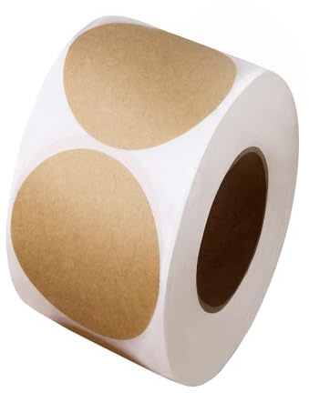 1.5 Inch Light Brown Round Stickers, 500 Pcs Color Coding Dot Stickers, Matte Finish Self-Adhesive Writable Kraft Labels for Packages, Jars, Containers, or Craft Projects