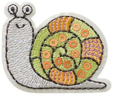 Mono-Quick Schnecke mit Pailletten Aufnäher zum Aufbügeln 3,7 x 4,3 cm Bügelbild für Kinder Mädchen mit Wildtier Patch, Bügelpatch Patches Bügelflicken