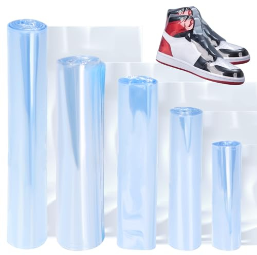 Glarks 500 Stück Schrumpffolienbeutel, 5 Größen, PVC, transparent, Schrumpfband, kleine Größe, Schrumpffolien für Seife, Badekugeln, hausgemachte DIY-Projekte