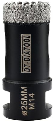 DT-DIATOOL Diamond Core Drill Bit 25mm - Diamond Hole Saw for Porcelain Tile Ceramic Tile Marble Granite M14 Thread