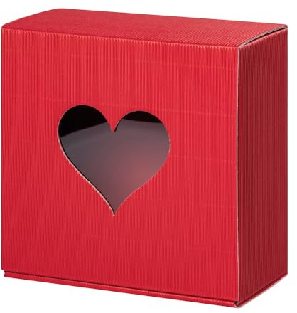 Geschenkkarton rot mit Sichtfenster HEART, 10 Stück