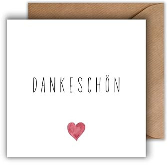 WBdesignz 10x Dankeschön Karte mit Umschlag - Dankeskarten Hochzeit Abschiedskarte Danke Karten Set Herz (125 x 125 mm)