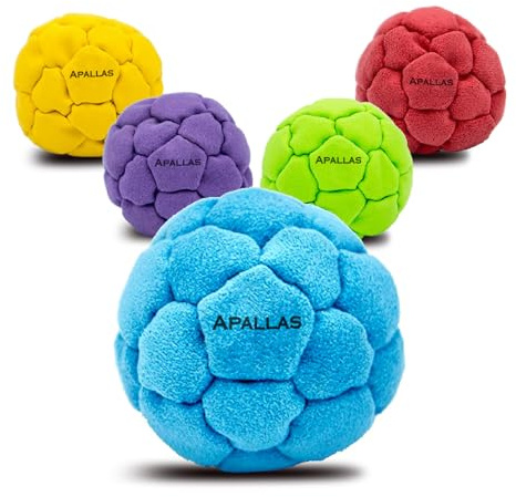 Apallas Hacky Sack and Footbag | No-Bust Stitching for Hard Kicking | 32 Panel Symmetry for Balance Tricks and Stalling | Professionally Hand-Stitched with Suede Material - Pack of 1 (Blue)