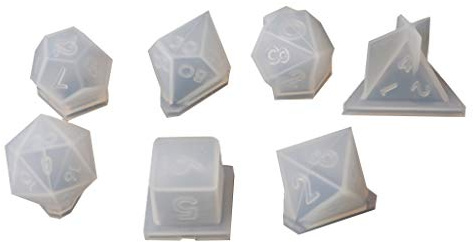 SUCHUANGUANG 7 Styles Epoxy Resin Dice Moulds Silicone Resin Casting Polyhedron Game Dice Moulds Number Moulds for Board Games
