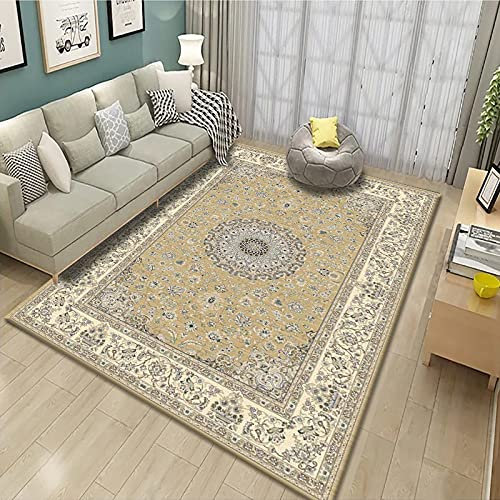 Teppich Gelb Bohemian Flauschig Kurzflor,Mikrofaser Super Weich,Anti-Rutsch,Waschbar,Teppich Webteppich Für Wohnzimmer,Flur,Schlafzimmer Teppichläufer 120X160Cm