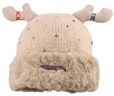 KBOPLEMQ Weihnachtsmütze Damen Süße Rentier-Geweih Mütze Niedliches Weihnachtsgeweih Strickmütze Nikolausmütze Weihnachten Mütze Dickem Warmem Wintermütze Weihnachten Party Hat für Erwachsene