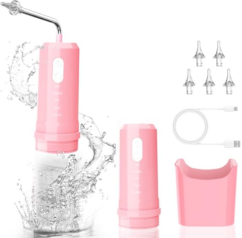 Ear Wax Removal, Ear Cleaning Kit, Electric Ear Cleaning with 4 Pressure Modes, 6 Reusable Replacement Tips, Pink