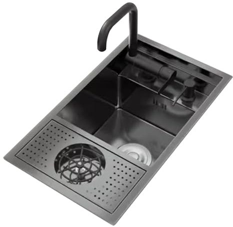 Lavello salvaspazio a vasca singola con rubinetto pieghevole per cucina creativa in appartamento/caffè/ristorante/bar (58 x 32 x 23 cm)