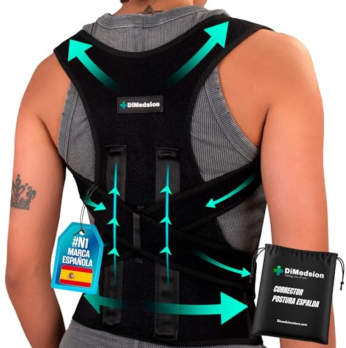 Dimedsion Corrector postura espalda hombre y mujer | Corrector de postura espalda mujer transpirable, corrector de espalda hombre con bolsa, corset espalda recta (XL)