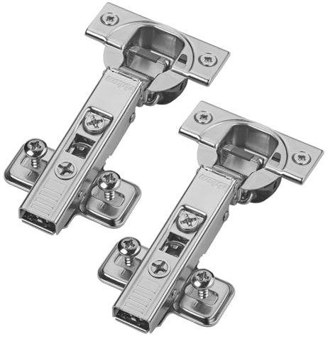 2er Set BLUM Topfband Eckanschlag 71B3580 110° | mit Schließautomatik inkl. Montageplatte 174E6100 und Spezialschrauben mit Spreizdübeln (EXPANDO)
