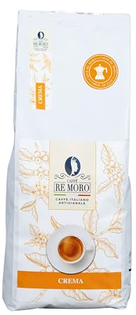 Caffè Re Moro - Miscela Crema - Caffè Artigianale Macinato per Moka - corposo e armonioso, origine centro-sud americana, africana e indiana, tostatura scura - 500g