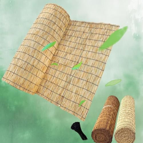 30-180cm Valla De Caña Enrollada Natural para Balcón Pantalla de Vallas Decorativas Resistente Al Agua Exteriores Estera Caña Protección Visual para Piscina(Natural)