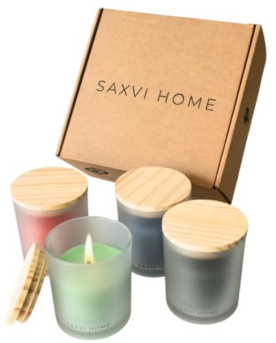Set 4 Velas Cera de Abeja - 140h (Lavanda, Limón, Árbol de Té, Ylang Ylang)