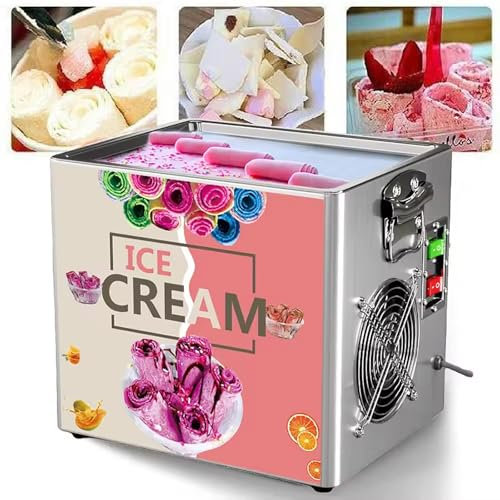 LBMED Fabricante Rollo Helado Acero Inoxidable,máquina Rodillo Helado Salteado con Un Wok 300 * 250mm, Función Descongelación 360 ​° Y No Se Requiere Pre-refrigeración,para Yogurt Congelado