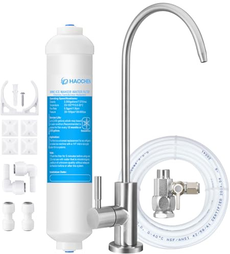 Filtre à eau sous évier – Filtre à eau avec robinet et valve d'alimentation pour bar à domicile et lavabo, réduit le chlore, le mauvais goût et les odeurs, un choix parfait pour la machine à glaçons