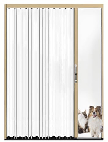 Puerta Corredera Plegable, Puerta Acordeón Interior Transparente sin Taladrar con Cerradura, Marco de Aluminio y Panel Acrílico, Separador de Ambientes para Baño Cocina Armario Patio