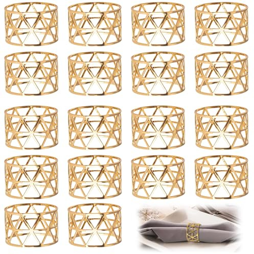18 Stück Goldene Serviettenschnalle, Minimalistischer Lochschnitt Serviettenhalter, Elegante Serviettenschnalle Tischdekoration für Weihnachten Valentinstag Hochzeit Jubiläum Abendessen Napkin Ring