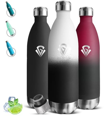 Gourde Isotherme- 1l- Gourde, Sans BPA, Bouteille Inox, 24h Froid & 12h Chaud, Bouteille Isotherme, Anti Fuite, Double Vide, Bouteille d'eau pour Bureau, Sport, Voyage, Gym, Camping