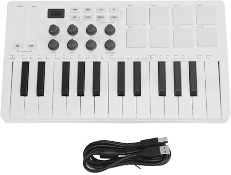 Eujgoov Portable 25 Touches MIDI Clavier Contrôleur Dynamique Clavier USB Sans Fil avec Boutons Pads