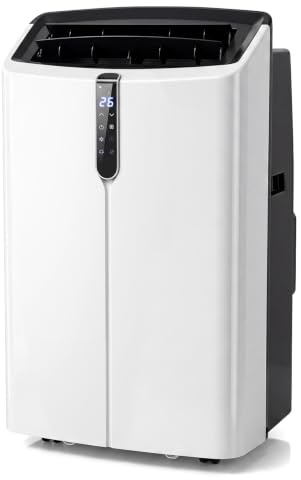 GYMAX Climatiseur Mobile 14000 BTU, 5 en 1 Climatiseur Portable | Refroidissement, Chauffage, Déshumidification, Ventilation, Sommeil, APP et Télécommande, Minuterie 24 H, jusqu'à 70 m²
