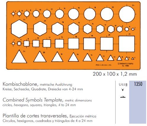 Graphoplex Gabarit multi-symboles/Abschnitte Transversal orange transparent