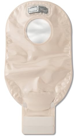 Hollister 18193 New Image 2-Piece 12” Drainable Ostomy Pouch, Red Color Code Match, 10 Pack, Transparent Pouch – 2-1/4” Flange Size
