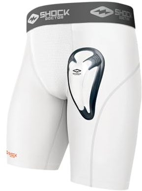 Shock Doctor Men's Core Compression Pantaloncini con Bio Flex Cup-Black, Small