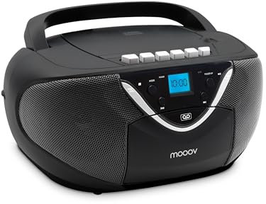 METRONIC 477131 Lecteur Radio Cassette CD avec Fonction Enregistreur de K7, Port USB - Poste Audio Cassettes FM Portable AUX-in Ecran LCD, Alimentation Secteur ou Piles - Noir