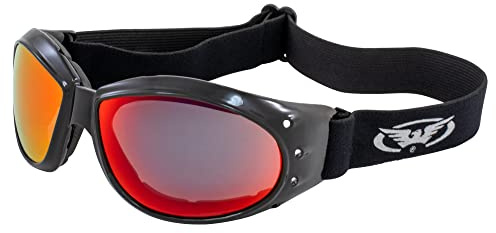 Global Vision Eliminator G-Tech Dirt Bike Motorcycle Goggles Black Frames w/Red Mirror Lens